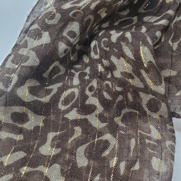 Brown Cheetah Leopard Sheer Neck Scarf Shawl Shoulder Wrap - Picture 6 of 8